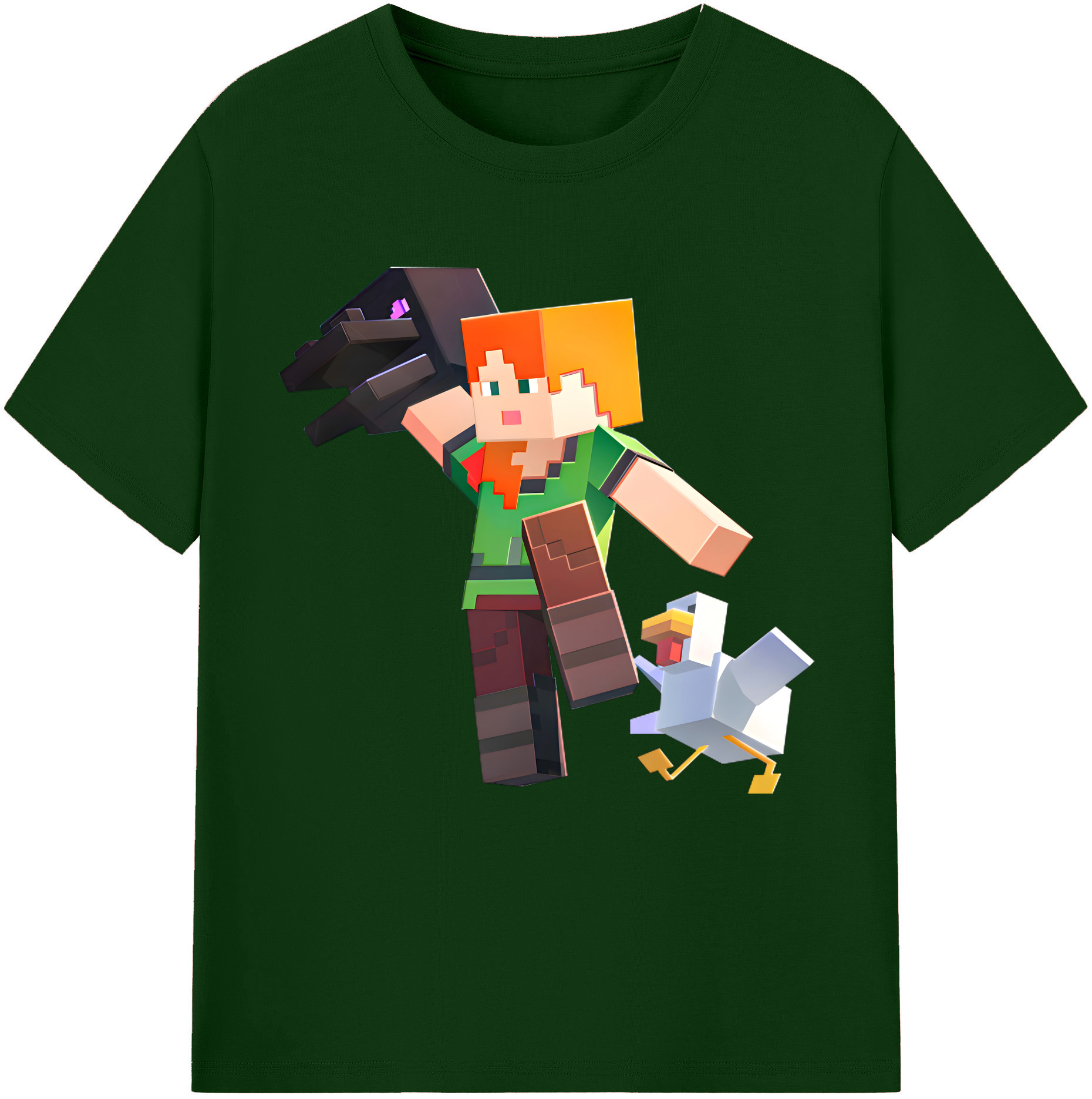 （画像用） マインクラフト ブロックの世界 Minecraft MC Block world 綿100％半袖Tシャツ（フロントプリント）